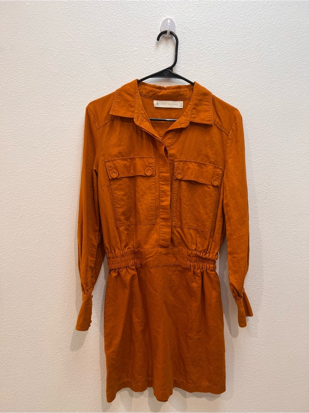 Happy X Nature utility dress in a burnt orange size small